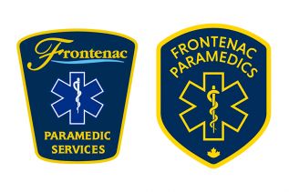Old Frontenac Paramedics crest (left) and new (right) - subtle change designed to focus on the human side of paramedicine